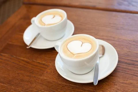 Coffee with hearts Stock Photos