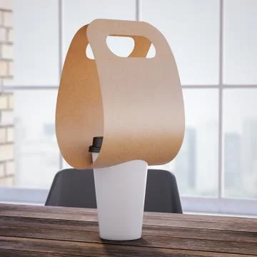 Coffee Holder with cup on the office table. 3d rendering Illustrazione stock