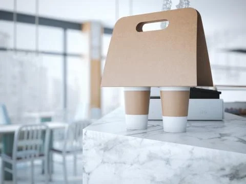 Coffee Holder on the table . 3d rendering Illustrazione stock