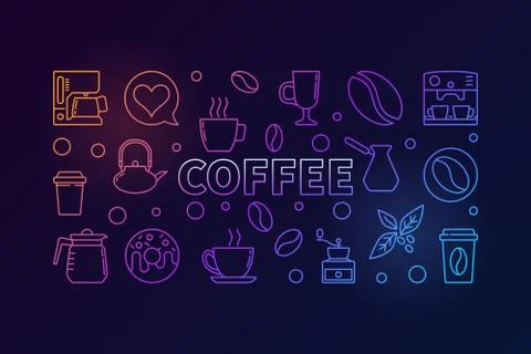 Coffee horizontal colored illustration. Vector concept banner イラスト素材