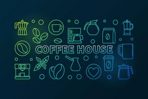 Coffee house colored illustration. Vector cafe concept banner Illustrazione stock