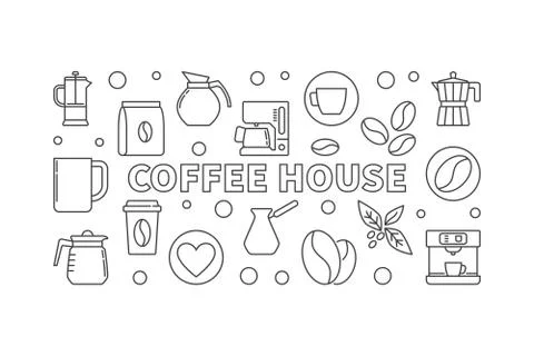 Coffee house horizontal illustration - vector concept banner イラスト素材