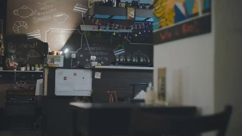 Coffee house with an interesting interior Stock Footage 76958248