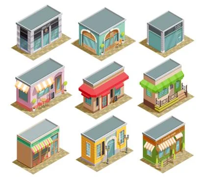 Coffee House Isometric Set Stock Illustration