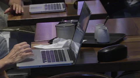 Coffee house laptops Stock Footage 32720362