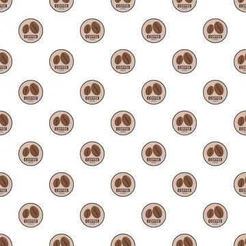 Coffee house logo beans seamless pattern Stock Illustration