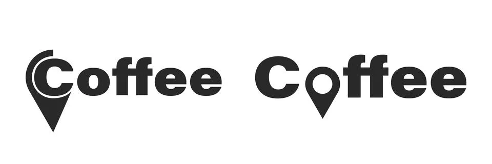 Coffee house logo . Coffee pointer icon.  Logo  with geotag with coffee. vect Stock Illustration