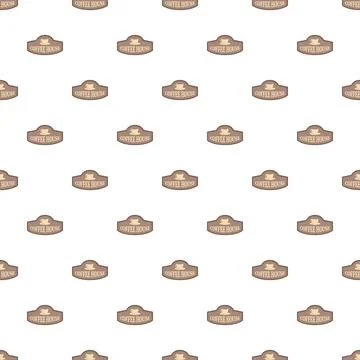 Coffee house logo pattern repeating on white background Stock Illustration