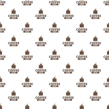 Coffee house logo pattern with vintage hand grinder icon Stock Illustration