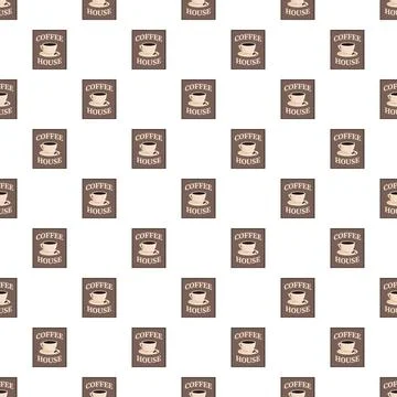 Coffee house logo repeated creating a seamless pattern Stock Illustration