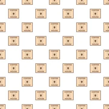 Coffee house logo repeated pattern background design Stock Illustration