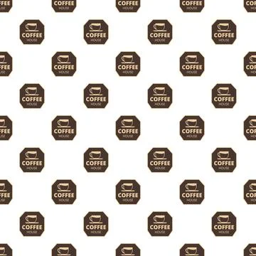 Coffee house logo repeating pattern on a white background Stock Illustration