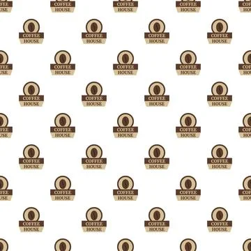 Coffee house logo seamless pattern repeating background Stock Illustration