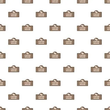 Coffee house signs creating seamless brown and white pattern Illustrazione stock