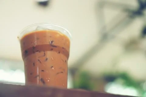 Coffee with ice in cafe Stock Photos
