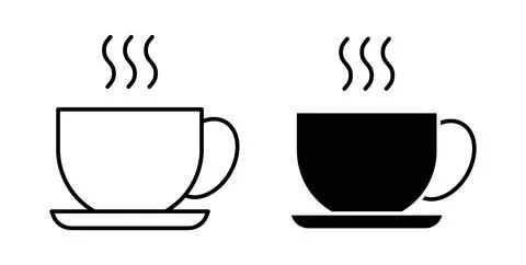 Coffee icon collection in black, Line icons, flat symbols Stock Illustration