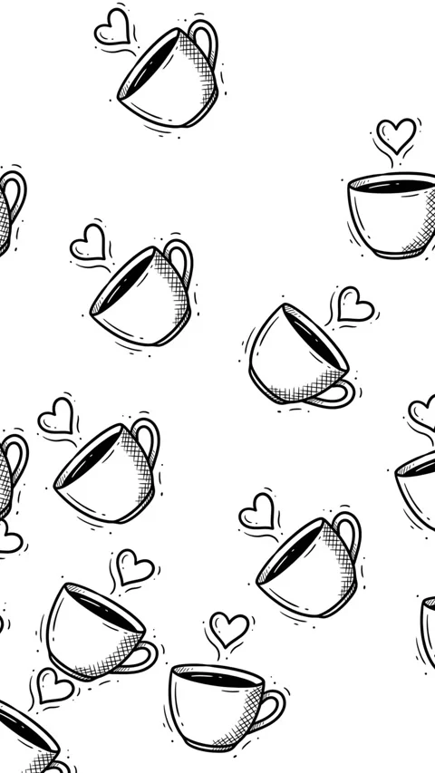 Coffee icon doodle seamless pattern in vertical motion layout with flowing anima Vidéo 333977357