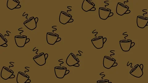 Coffee icon doodle seamless pattern animation with smooth looping movement, perf Vidéo 333977375
