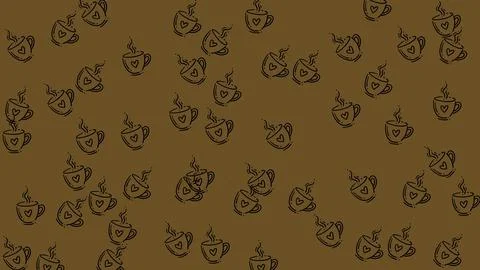Coffee icon doodle seamless pattern with repeating cups and beans, ideal fo.. イラスト素材