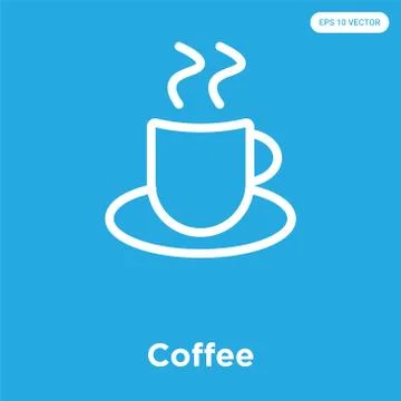 Coffee icon isolated on blue background Free Stock Illustration