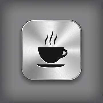 Coffee icon - metal app button Stock Illustration