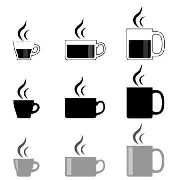 Coffee Icon Set on White Stock Illustration