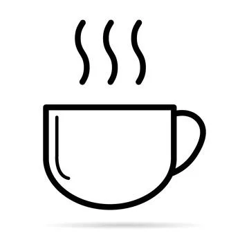 Coffee icon with shadow, breakfast drink cafe, cappuccino, hot simple isolate Stock Illustration