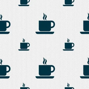 Coffee icon sign. Seamless pattern with geometric texture. Vector Illustrazione stock