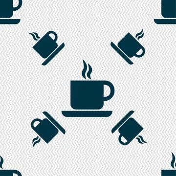 Coffee icon sign. Seamless pattern with geometric texture. Vector Illustrazione stock