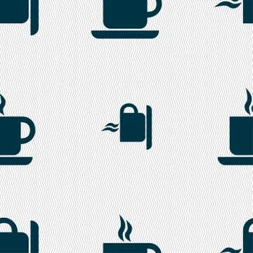 Coffee icon sign. Seamless pattern with geometric texture. Vector Illustrazione stock