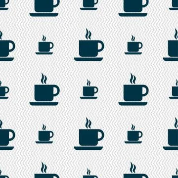 Coffee icon sign. Seamless pattern with geometric texture. Vector Stockillustratie