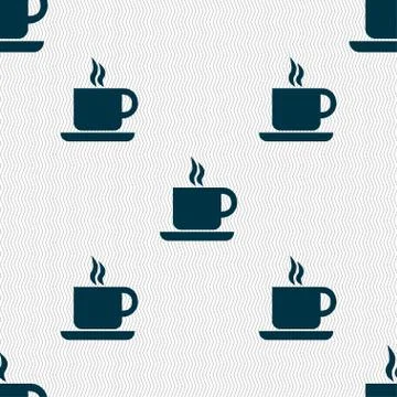 Coffee icon sign. Seamless pattern with geometric texture. Vector 库存插图