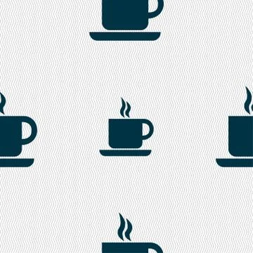 Coffee icon sign. Seamless pattern with geometric texture. Vector Illustrazione stock