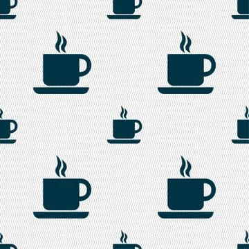 Coffee icon sign. Seamless pattern with geometric texture. Vector 스톡 일러스트