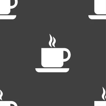 Coffee icon sign. Seamless pattern on a gray background. Vector イラスト素材