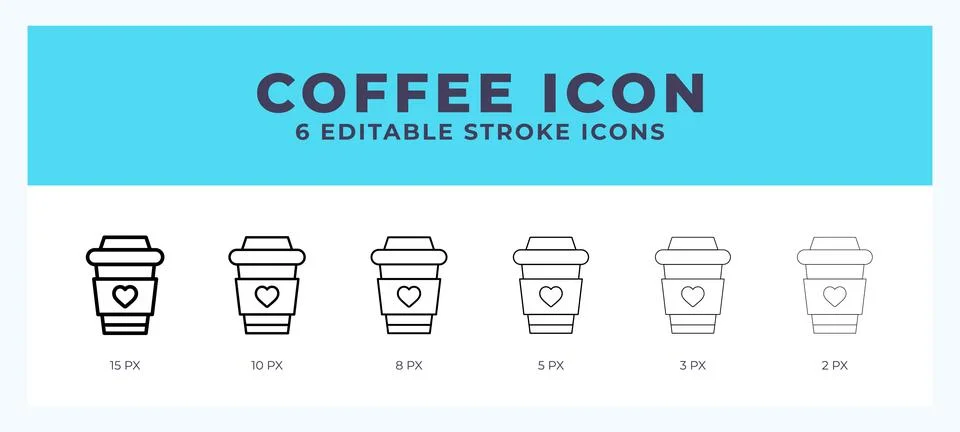Coffee icon vector for web. And mobile app. Editable stroke outline icon. Stock Illustration