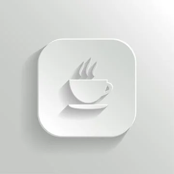 Coffee icon - vector white app button Stock Illustration