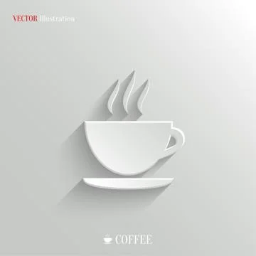 Coffee icon - vector white app button Stock Illustration