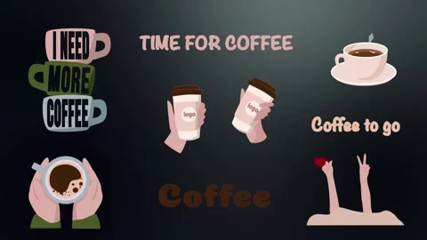 Coffee icons in after effects Stock After Effects