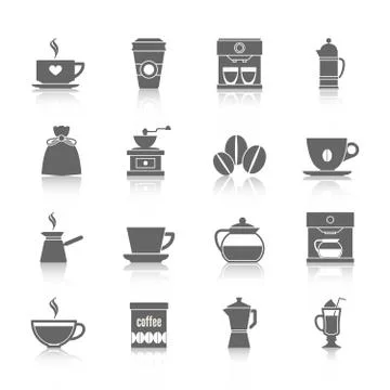 Coffee icons black Illustrazione stock