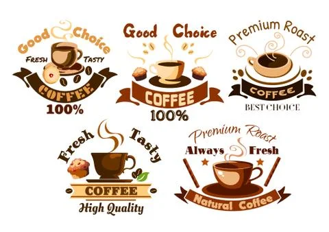 Coffee icons. Cafe signboards elements Stockillustratie