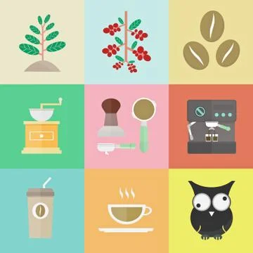 Coffee icons Illustrazione stock