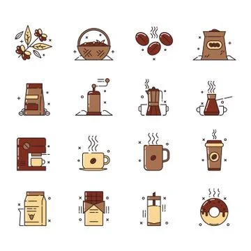 Coffee icons illustration Stock Illustration