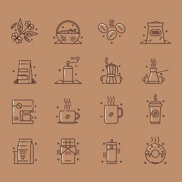 Coffee icons illustration Stock Illustration
