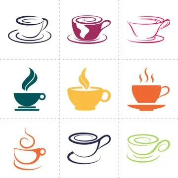 Coffee icons set, also as emblem, such a logo Stock Illustration