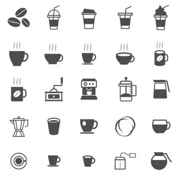 Coffee icons on white background Stock Illustration