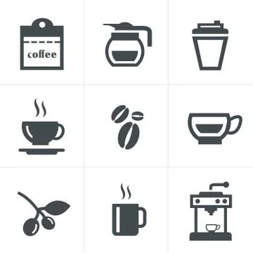 Coffee icons with White Background Stock Illustration