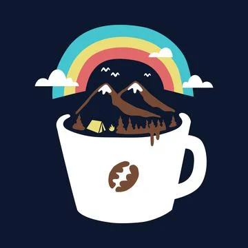 Coffee Imagination Graphic Illustration Vector Art T-shirt Design Stock Illustration