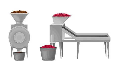 Coffee industry production. Processing of harvested beans with special equipment Stock Illustration