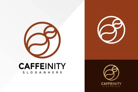 Coffee Infinity Logo Design, Coffeine business logos vector, modern logo, Log Stock Illustration